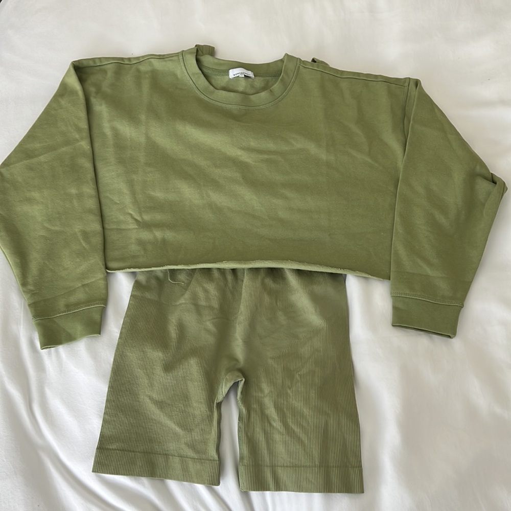 weworewhat romper and matching cropped sweatshirt